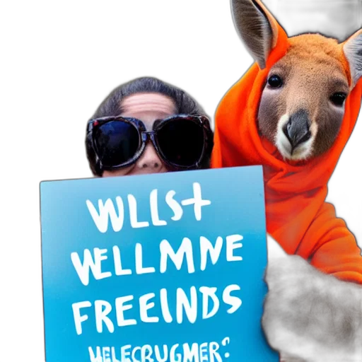 portrait, photo, kangaroo, wearing transparent PNG cut-out