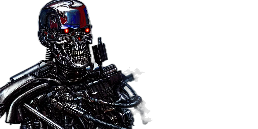 robot, cyberpunk, concept art, terminator, chrome, matte, colorful, concept transparent PNG cut-out