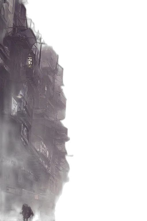 concept art, cyberpunk, fantasy art, photorealistic transparent PNG cut-out