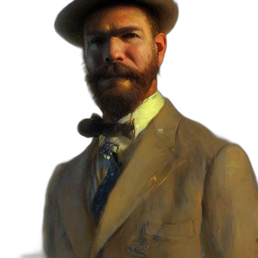 hat, staff, face, jacket, oil painting, photorealistic, concept art, watercolor transparent PNG cut-out