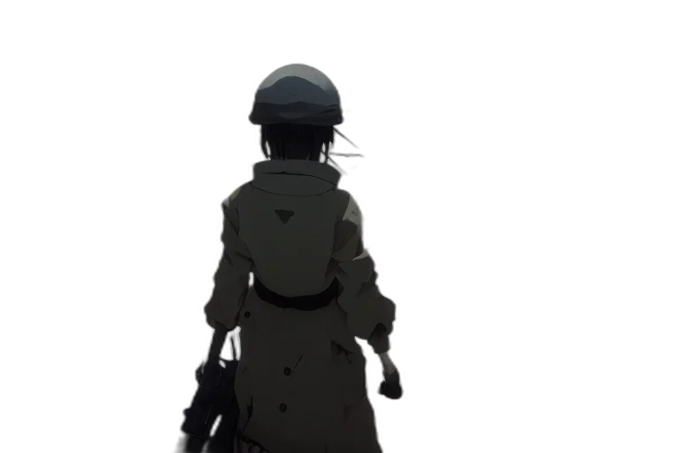 jacket, weapon, staff, robot transparent PNG cut-out