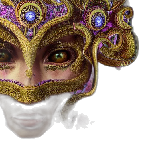 mask, crown, face, fantasy art, 3d render, photorealistic, concept art, golden transparent PNG cut-out