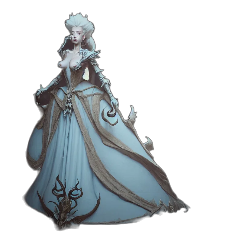 dress, staff, crown, concept art, fantasy art, pixel art, anime, blue transparent PNG cut-out
