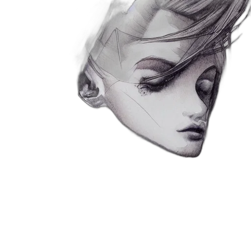 face, mask, crown, hat, photorealistic, concept art, pencil sketch, watercolor transparent PNG cut-out