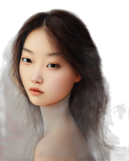 face, hair, photorealistic, oil painting, fantasy art, concept art, pastel, blue transparent PNG cut-out