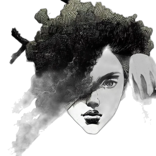 hair, face, mask, crown, photorealistic, concept art, comic book art, watercolor transparent PNG cut-out