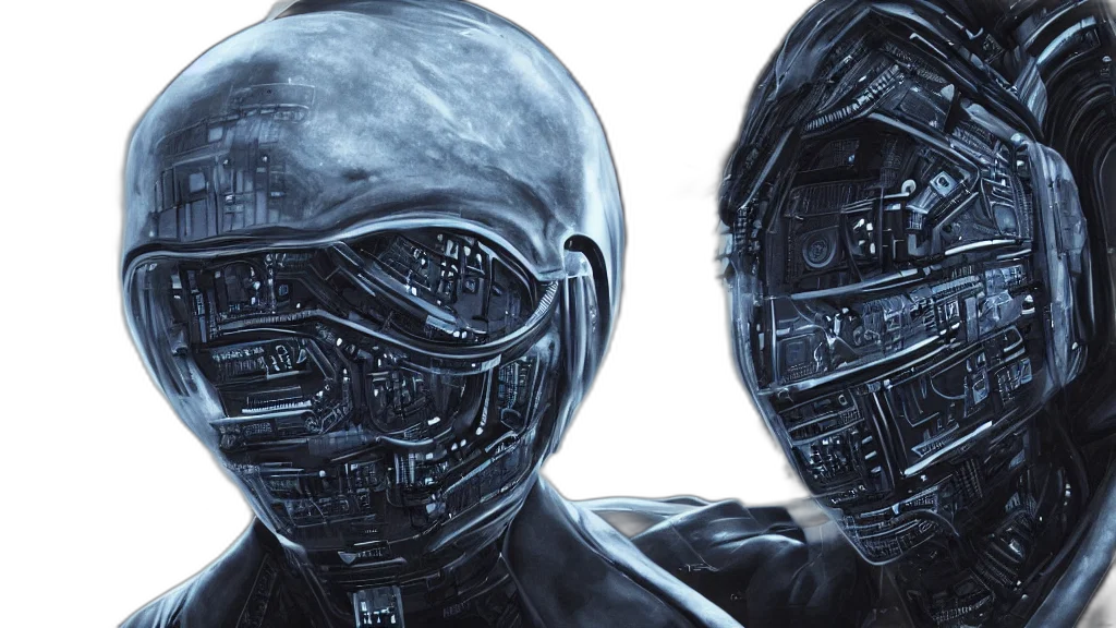 mask, robot, concept art, cyberpunk, comic book art, photorealistic, outer space, aliens transparent PNG cut-out