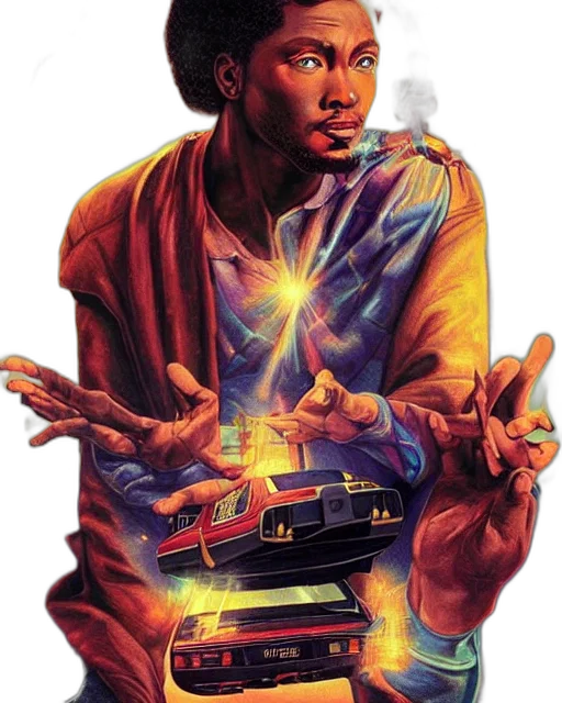 jacket, concept art, comic book art, fire, neon lights, vfx, drew, struzan transparent PNG cut-out