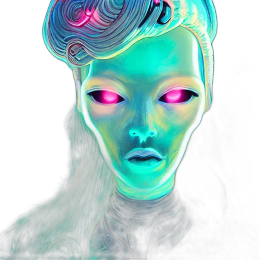 mask, face, creature, robot, vaporwave, concept art, cyberpunk, fantasy art transparent PNG cut-out