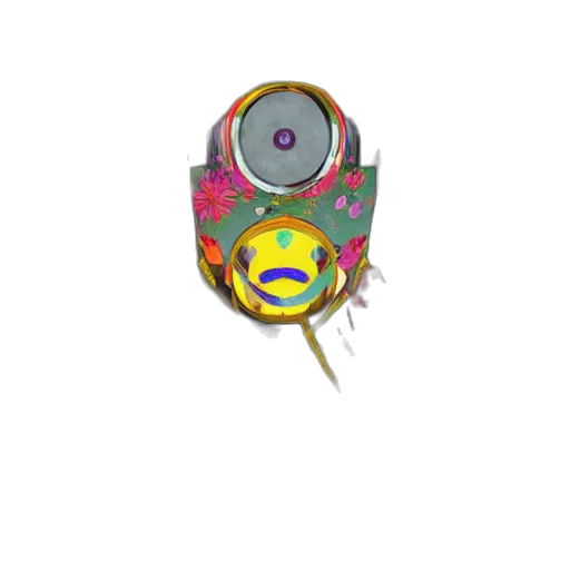 mask, jewelry, weapon, staff, 3d render, vaporwave, concept art, pixel art transparent PNG cut-out