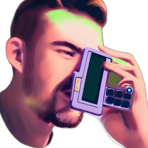 face, robot, weapon, creature, vaporwave, pixel art, cyberpunk, concept art transparent PNG cut-out