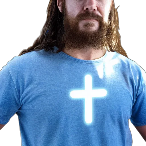 sword, staff, hair, 3d render, jesus, knight, blue, shield transparent PNG cut-out