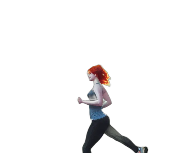 pixel art, 3d render, concept art, photorealistic, christina, hendricks, jogging, through transparent PNG cut-out
