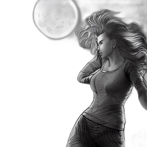 dress, mask, creature, comic book art, fantasy art, pencil sketch, concept art, outer space transparent PNG cut-out