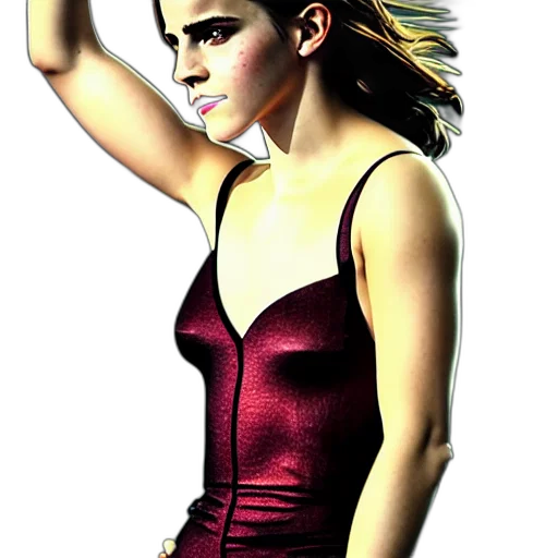 dress, hair, photorealistic, concept art, comic book art, watercolor, red, emma transparent PNG cut-out