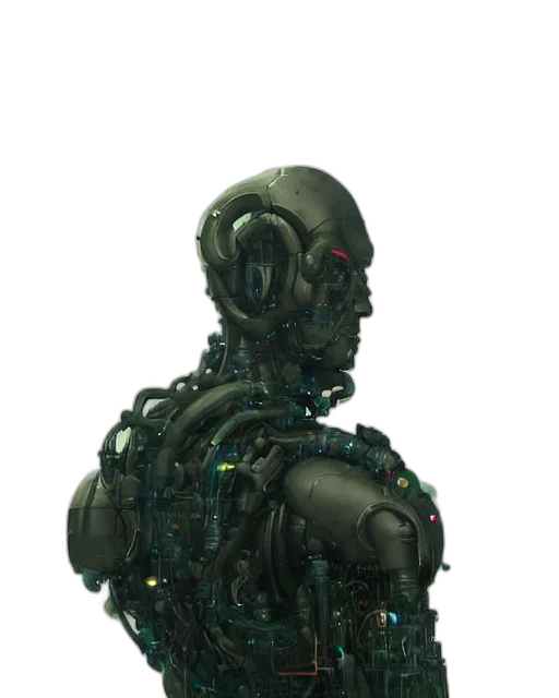 robot, creature, animal, dress, cyberpunk, 3d render, concept art, comic book art transparent PNG cut-out