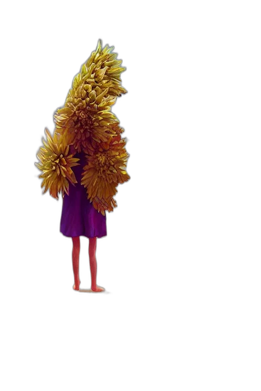 dress, flower, hair, creature, 3d render, concept art, photorealistic, pixel art transparent PNG cut-out