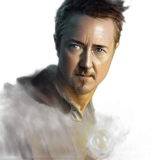 face, staff, robot, photorealistic, comic book art, concept art, fantasy art, fog transparent PNG cut-out
