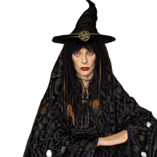 hat, dress, staff, fantasy art transparent PNG cut-out