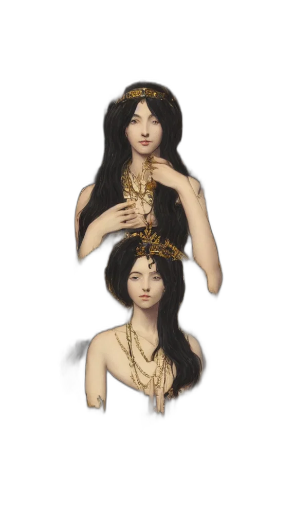 jewelry, crown, hair, dress, concept art, fantasy art, 3d render, photorealistic transparent PNG cut-out