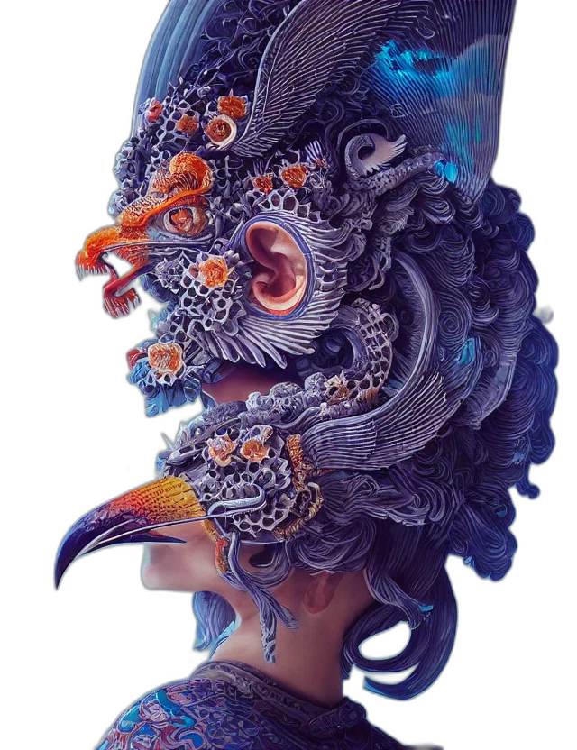 mask, dragon, face, crown transparent PNG cut-out