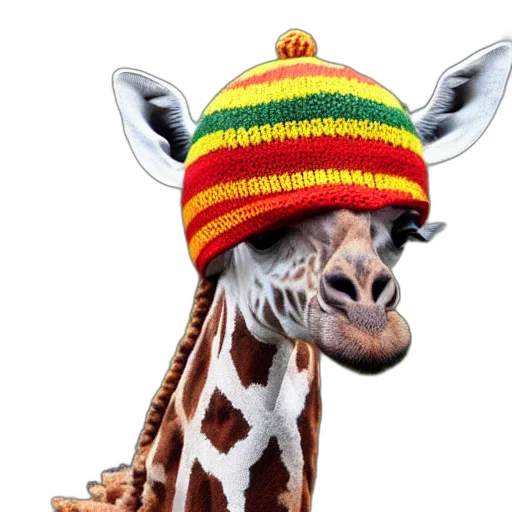 hat, animal, crown, creature, full, shot, giraffe, knitted transparent PNG cut-out