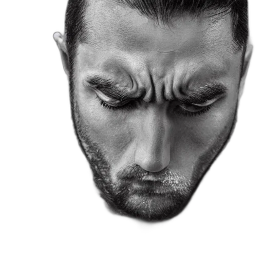 face, mask, hair, jacket, photorealistic, pencil sketch, concept art, oil painting transparent PNG cut-out