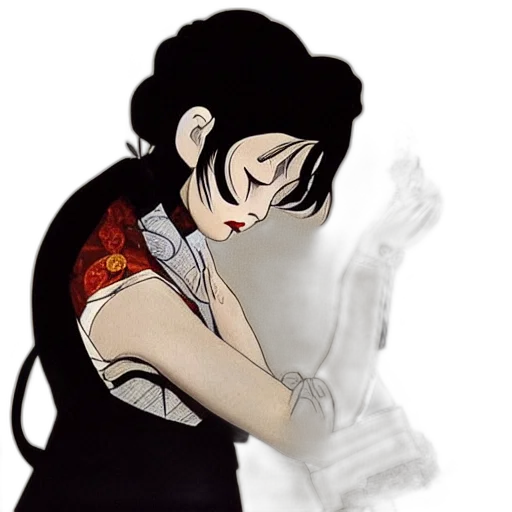 dress, mask, face, weapon, concept art, watercolor, anime, pixel art transparent PNG cut-out