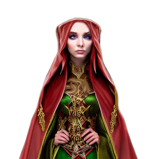 dress, jewelry, staff, crown transparent PNG cut-out