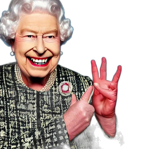 crown, photorealistic, queen, england, grinning, rudely, pointing, her transparent PNG cut-out