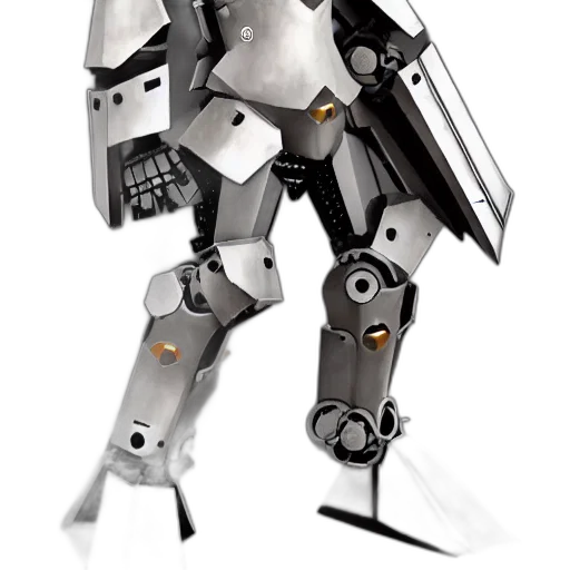 robot, weapon, staff, concept art, 3d render, pixel art, photorealistic, monochrome transparent PNG cut-out