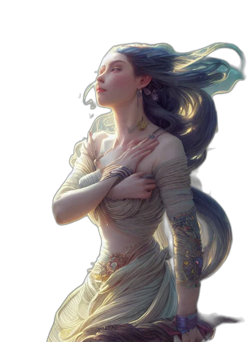 dress, jewelry, dragon, sword, fantasy art, concept art, comic book art, photorealistic transparent PNG cut-out