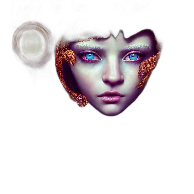 face, jewelry, mask, crown, fantasy art, concept art, pixel art, photorealistic transparent PNG cut-out