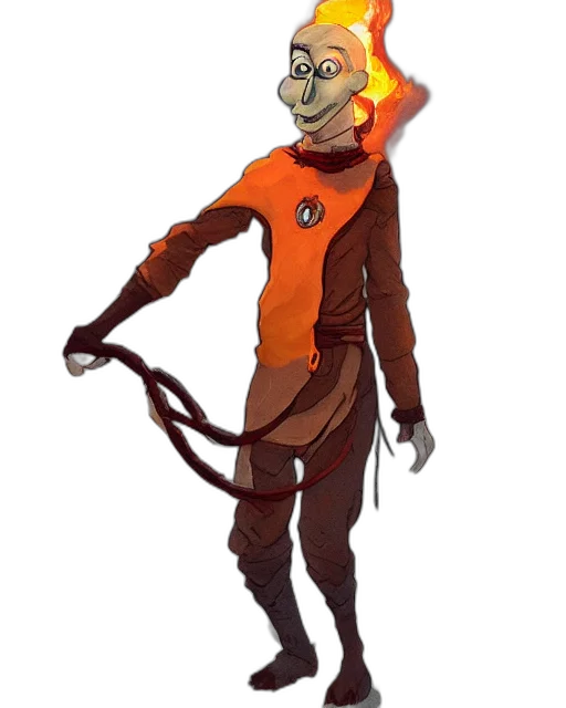staff, creature, mask, jacket, concept art, 3d render, fantasy art, cartoon transparent PNG cut-out