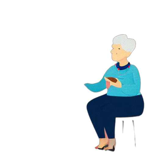 concept art, cartoon, flat, design, illustration, grandma, dog, using transparent PNG cut-out