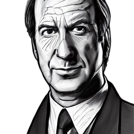 face, comic book art, cartoon, concept art, photorealistic, portrait, saul, goodman transparent PNG cut-out