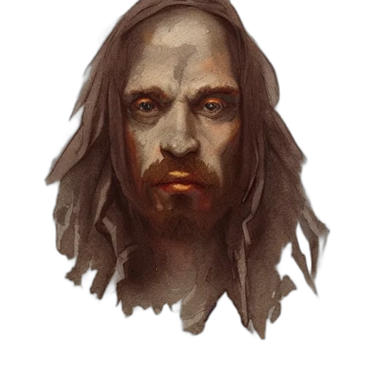 face, mask, creature, hair, concept art, fantasy art, watercolor, photorealistic transparent PNG cut-out