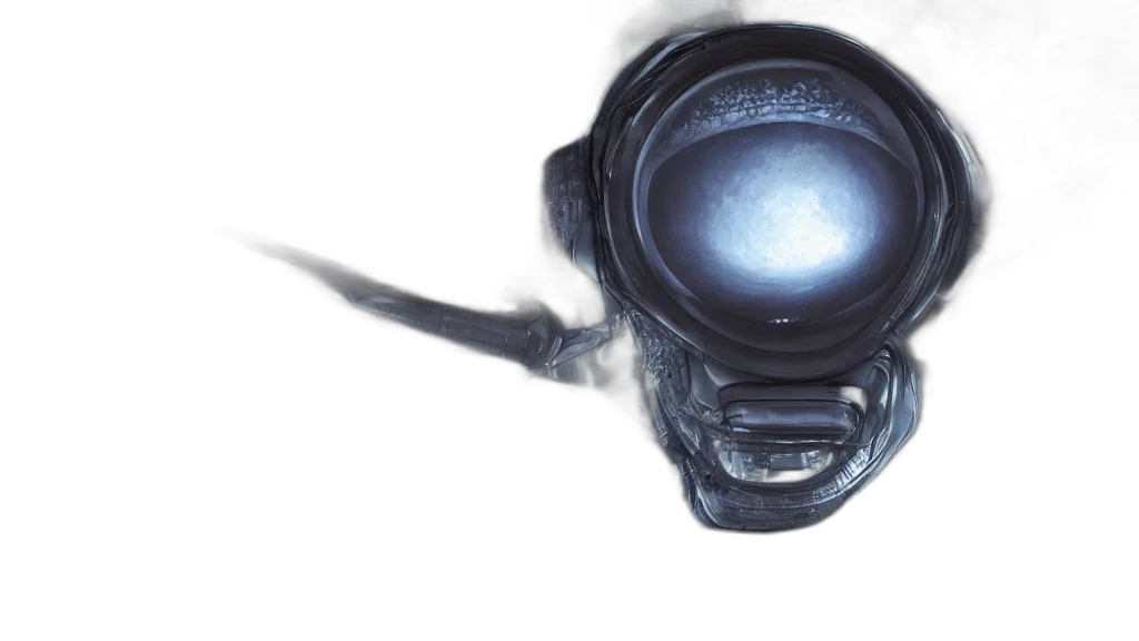 mask, robot, creature, face, concept art, 3d render, photorealistic, outer space transparent PNG cut-out