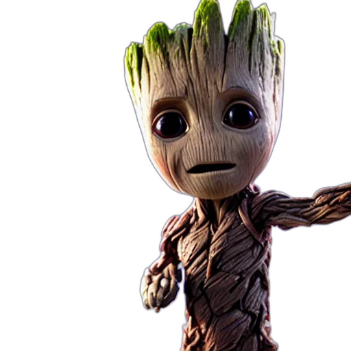 creature, 3d render, concept art, still, photo, baby, groot, studio transparent PNG cut-out