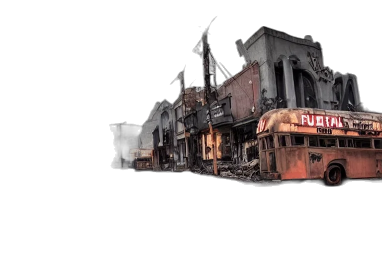 concept art, photorealistic, watercolor, 3d render, city street, fog, neon lights, fire transparent PNG cut-out