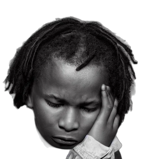 face, hair, photorealistic, photo, black, boy, crying, studio transparent PNG cut-out