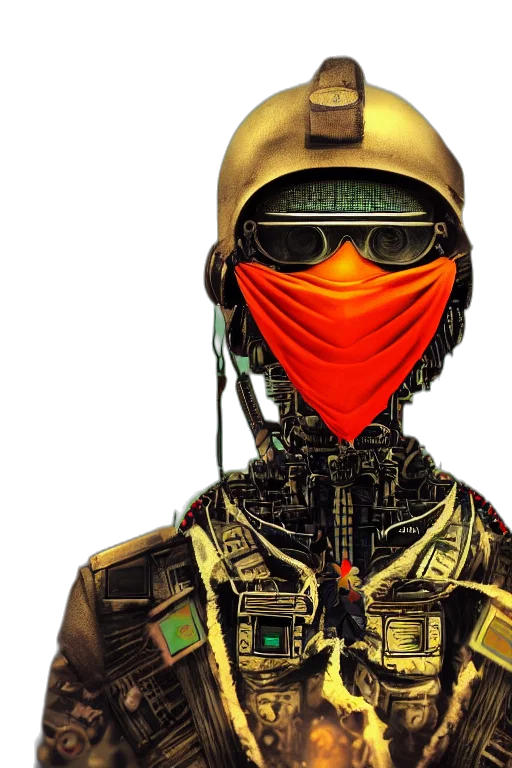 mask, jacket, face, cyberpunk, concept art, pixel art, comic book art, neon transparent PNG cut-out