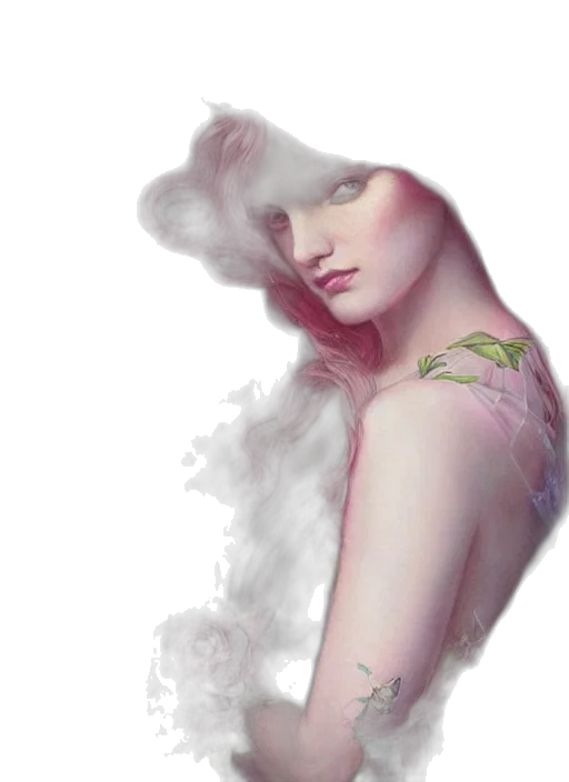 dress, jewelry, face, photorealistic, fantasy art, watercolor, concept art, fog transparent PNG cut-out