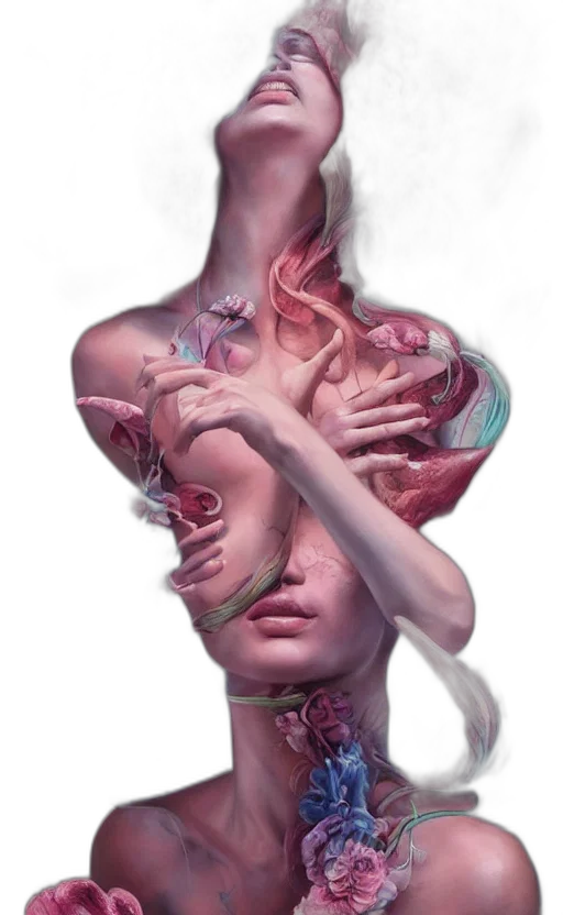 face, creature, dress, mask, concept art, fantasy art, photorealistic, cyberpunk transparent PNG cut-out