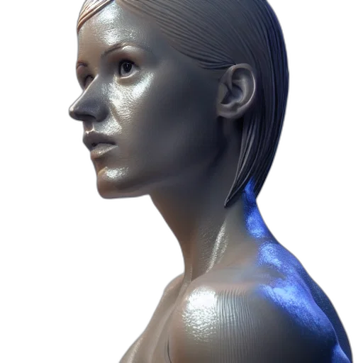 face, robot, jewelry, mask, 3d render, photorealistic, concept art, cyberpunk transparent PNG cut-out