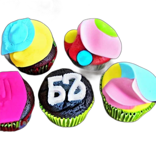 food, 3d render, neon, cupcakes transparent PNG cut-out