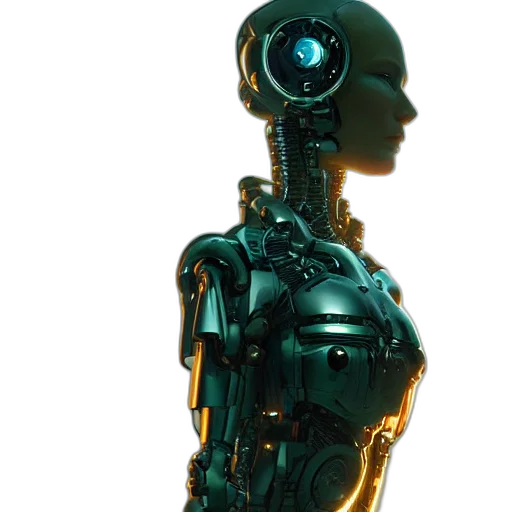 robot, cyberpunk, concept art, 3d render transparent PNG cut-out