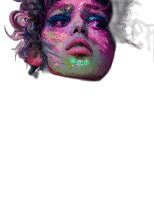 mask, face, hat, hair, vaporwave, photorealistic, watercolor, concept art transparent PNG cut-out