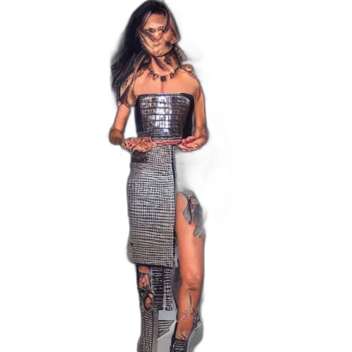 dress, robot, 3d render, cyberpunk transparent PNG cut-out
