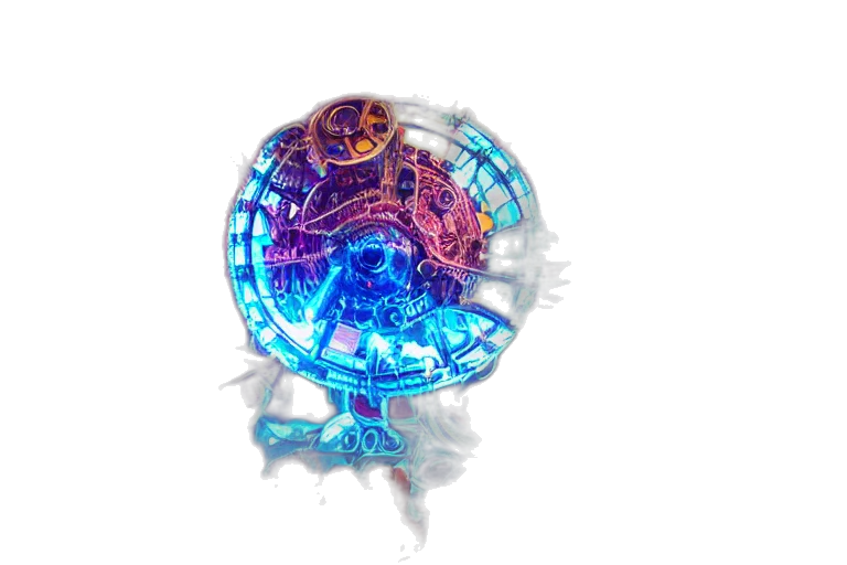 jewelry, crown, robot, staff, 3d render, concept art, fantasy art, vaporwave transparent PNG cut-out